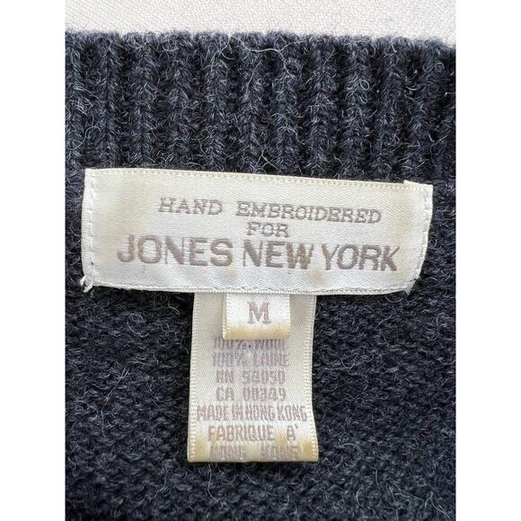 Vtg 80s 90s Oversized Embroidered Floral Sweater Fairy Cottagecore Granny Size M - Picture 8 of 9